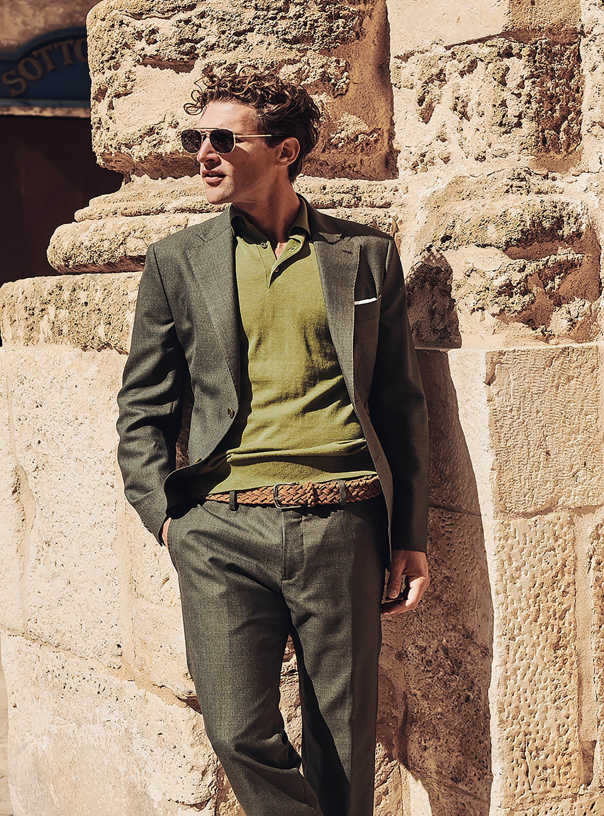 Green suit in pure wool Vitale Barberis Canonico